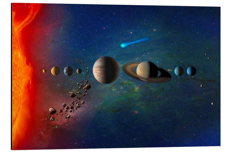 Posterlounge Alu-Dibond-Druck NASA, Sonnensystem, Illustration