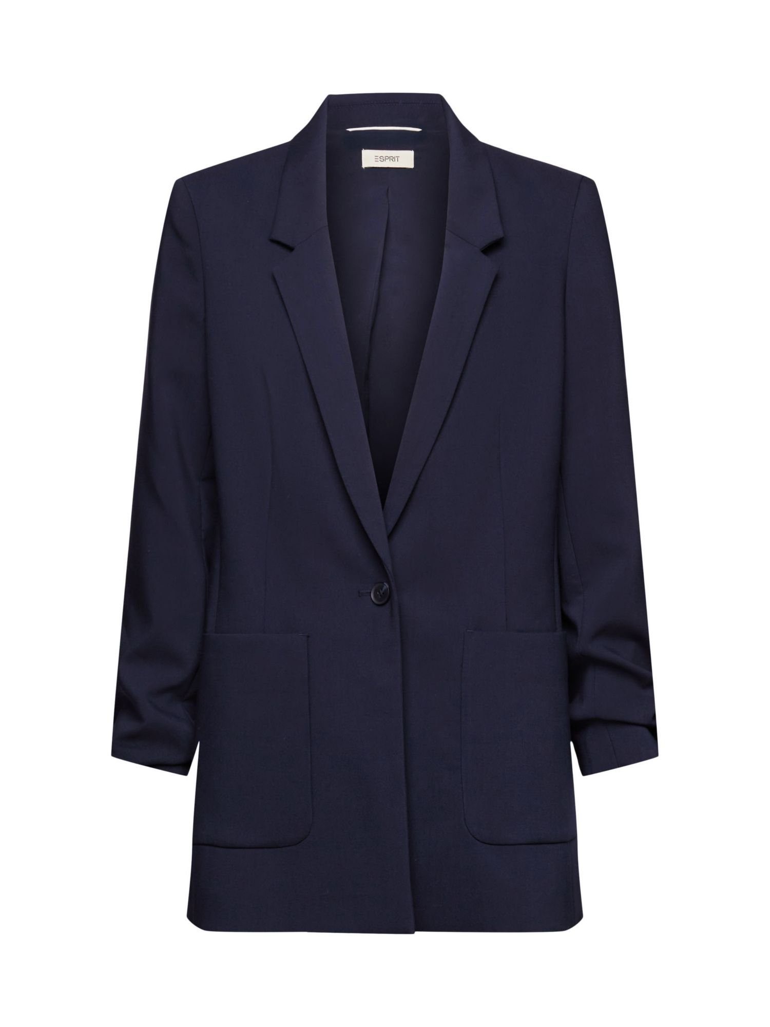 Esprit Longblazer Blazer mit gerafften Ärmeln NAVY