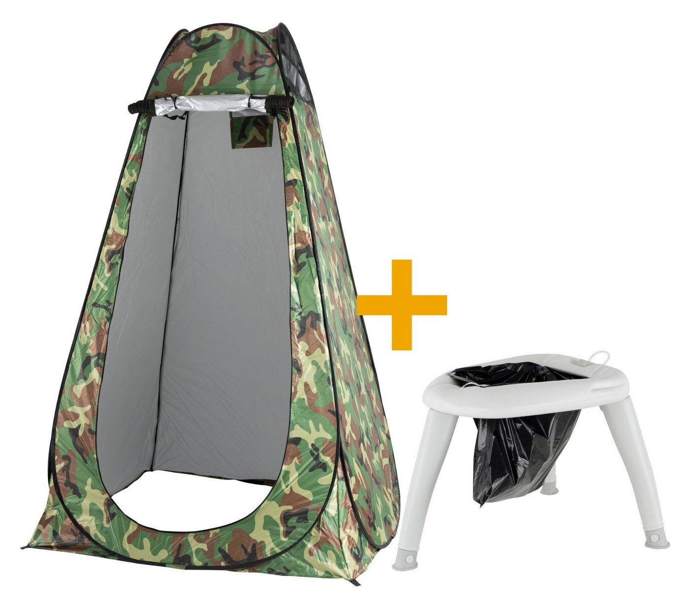 Stagecaptain Campingtoilette Quixie Toilet - Festival- und Reisetoilette, (Quixie Privacy Set, 2-St., inkl. Sichtschutz-Zelt & 10 Auffangbeutel), für Kinder und Erwachsene - Mit Handwaschsprayer