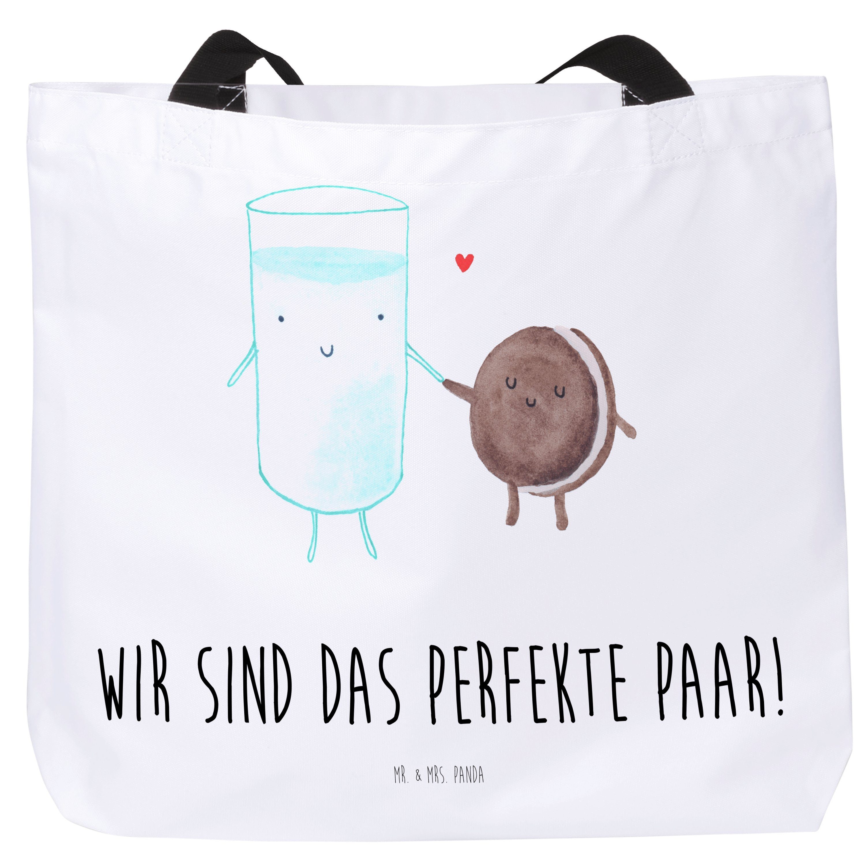 Mr. & Mrs. Panda Shopper Milch & Keks - Weiß - Geschenk, Tiere, Schultasche, Gute Laune, Freiz (1-tlg)