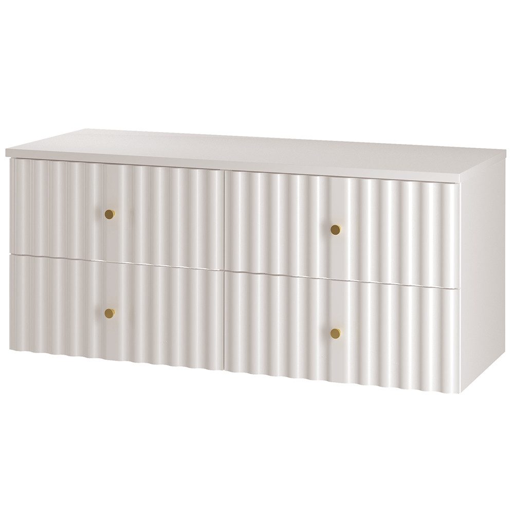 Lomadox Waschbeckenschrank AQUINO-140 Waschbeckenunterschrank Badezimmerschrank 120 cm breit modern in weiß