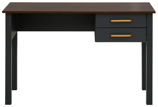 Home affaire Schreibtisch »Martinau«, Tischplatte in einer edlen Holzoptik, mit 2 Schubladen, mit goldfarbenen Griffen aus Metall, Höhe 76,5 cm-Otto