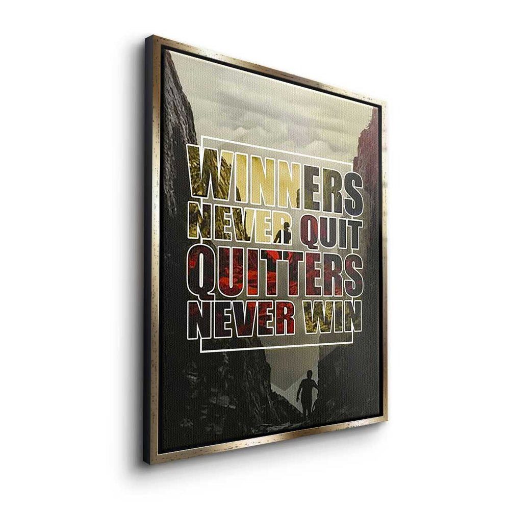 Leinwandbild DOTCOMCANVAS® - Quit Motivation - Never Leinwandbild, - Premium Mindset Winner Rahmen silberner