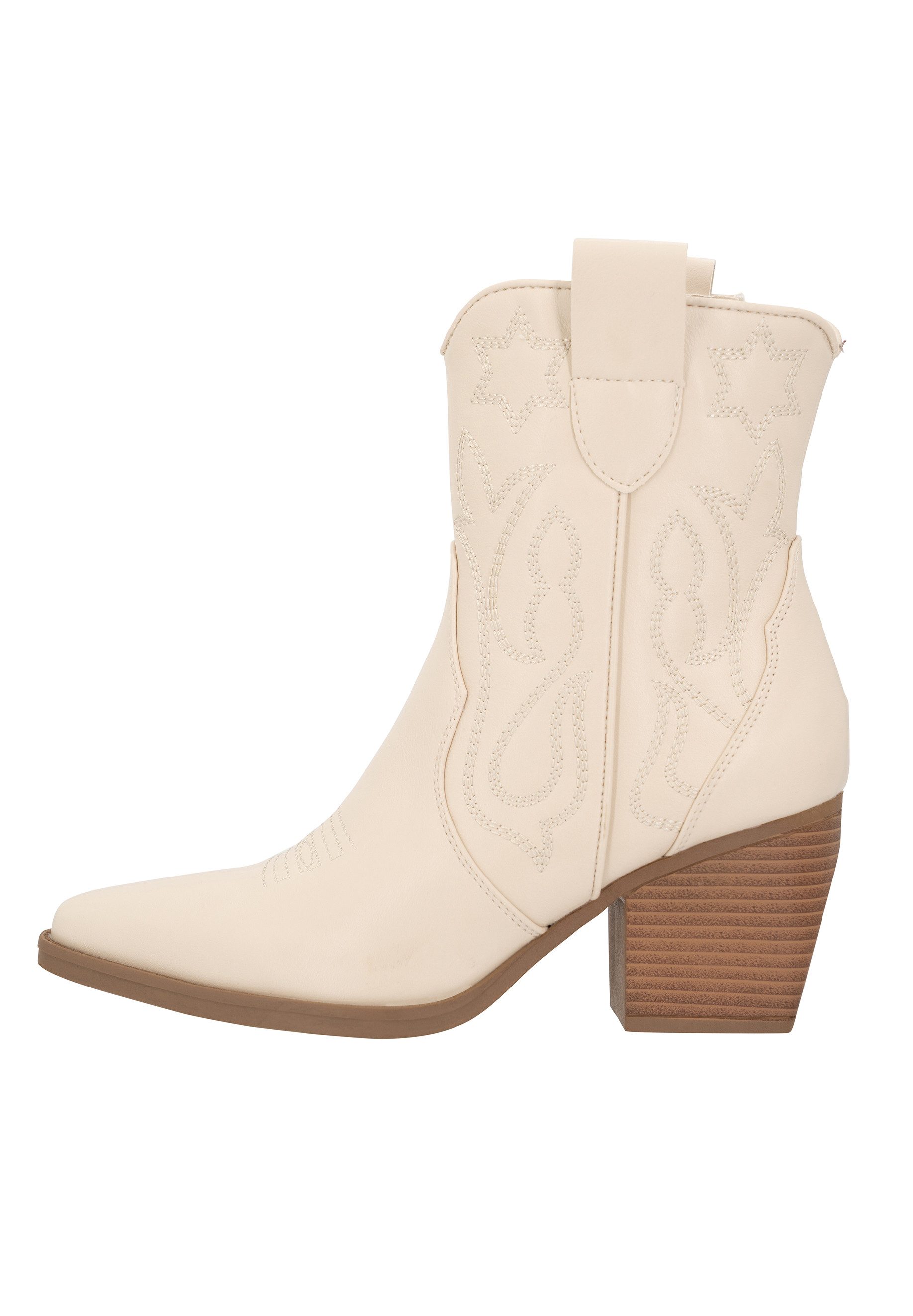 Salinyang Damen Western Boots mit Stickerei, Blockabsatz & Reißverschluss Cowboy Stiefelette