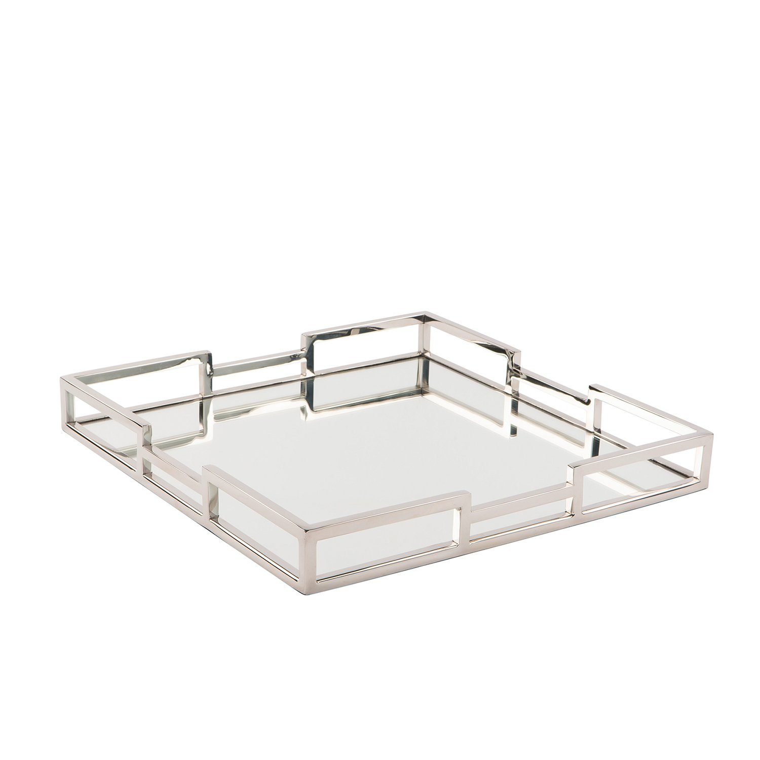 Dekotablett HOMMAGE Tablett + Spiegeleinsatz - silber Edelstahl - H.5cm x B.40cm