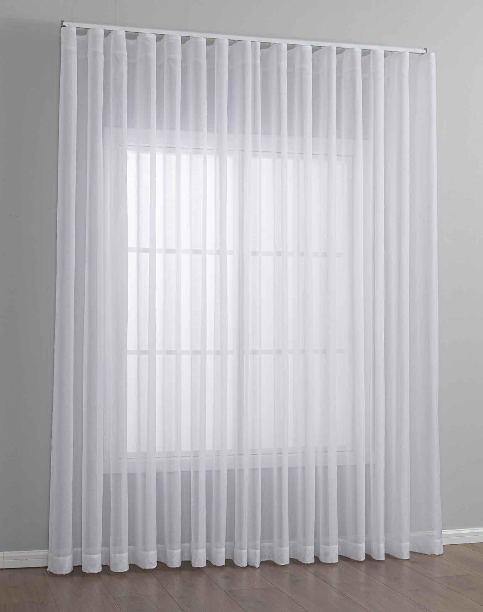 Gardinenbox Gardine (1 St), Faltenband, transparent, Voile, Gardine Voile Wellenband 1:2 Bleiband »Wien« 2025100