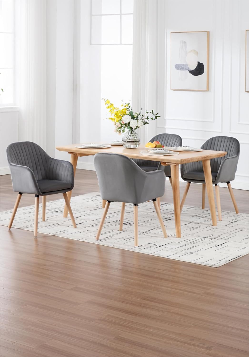 Woltu Esszimmerstuhl (6 St), Esszimmerstühle mit Armlehne Samt Massivholz günstig online kaufen