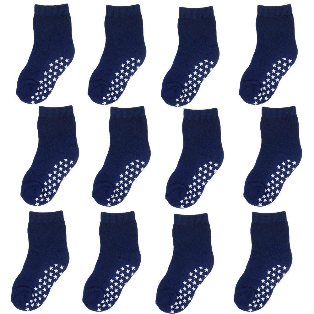 Yalion Langsocken Babysocken Kinder Anti Rutsch Socken 12 Paar Weich Atmungsaktiv Unisex (Set, 12-Paar, 12 Paar) Rutschfeste Sternen-Noppen