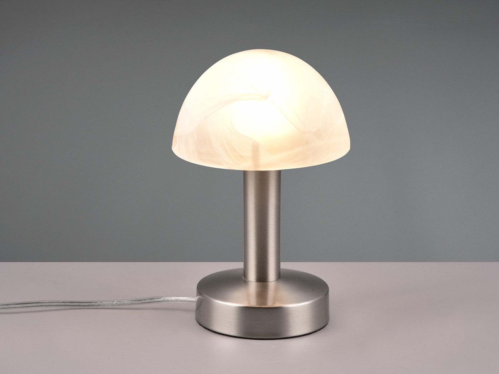 TRIO Leuchten LED Nachttischlampe Touch Tischlampe mit E14 LED, Höhe 21cm, dimmbar, LED wechselbar, Warmweiß, kleine Pilz-Lampe, Designklassiker Tischleuchte inkl. E14 LED