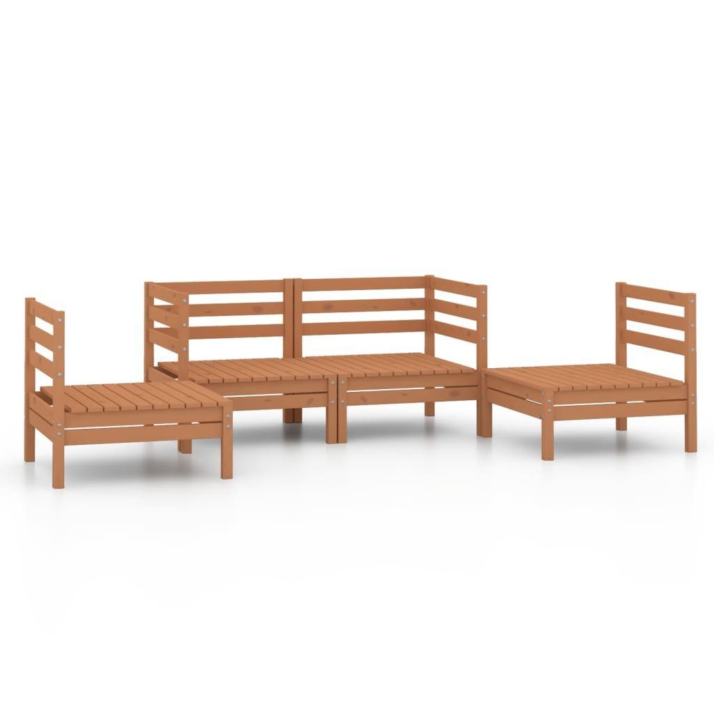 vidaXL Gartenlounge-Set Honigbraun Massivholz (1-tlg) Kiefer, Garten-Lounge-Set 4-tlg.