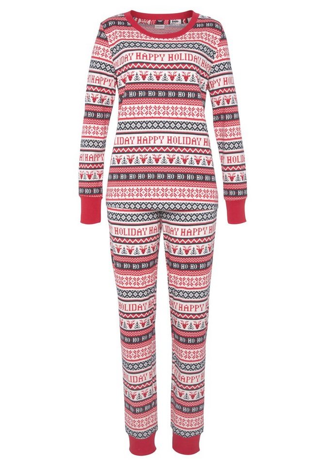 LASCANA Pyjama (2 tlg) mit winterlichem Druck