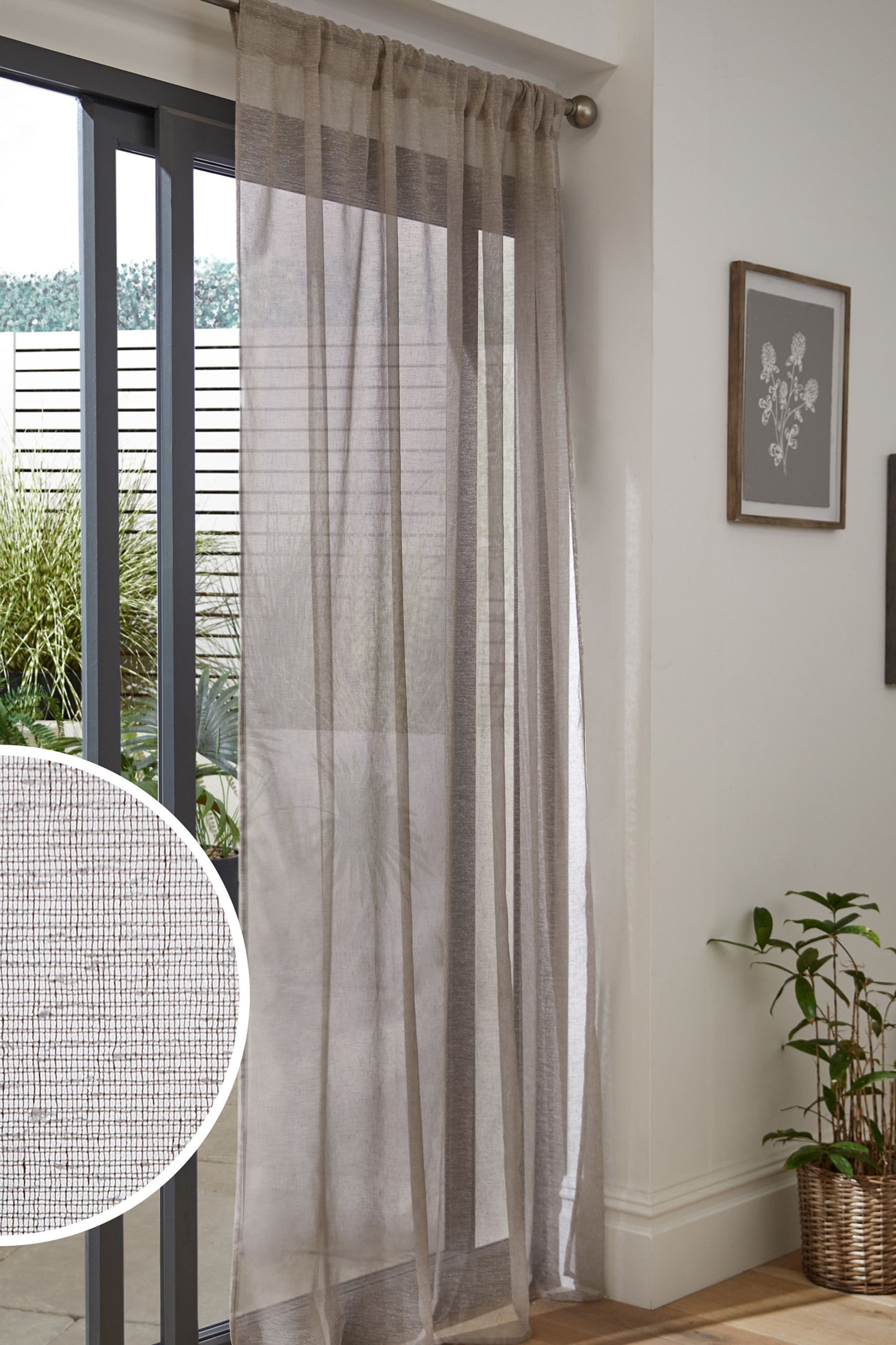 Next Gardine Transparente Voile-Schlaufenvorhänge Leinenoptik (1 St), Ösen, transparent