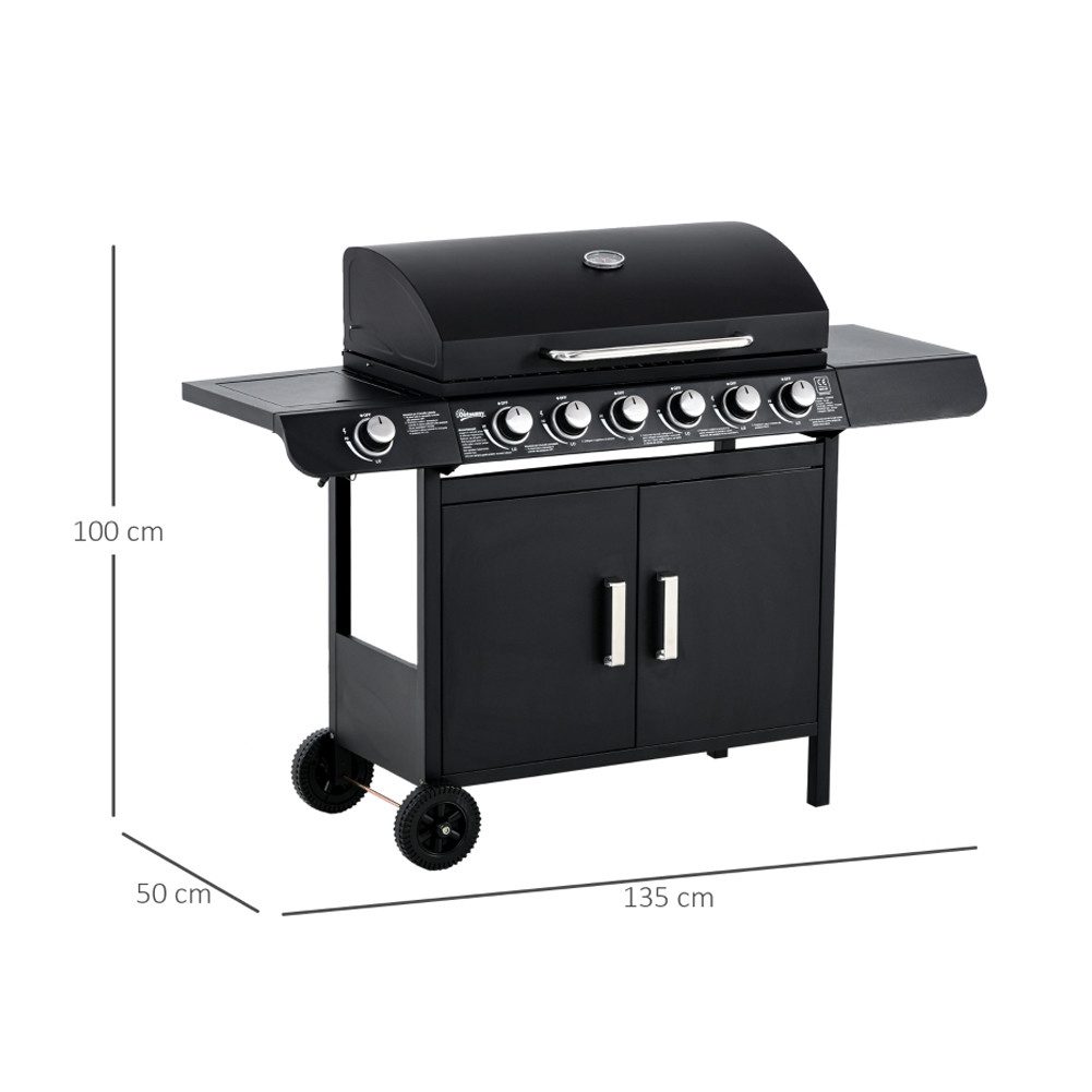 FANNOU Gasgrill, mit 7 Brennern, inkl. Thermometer, BBQ -Grill, mobiler Grill