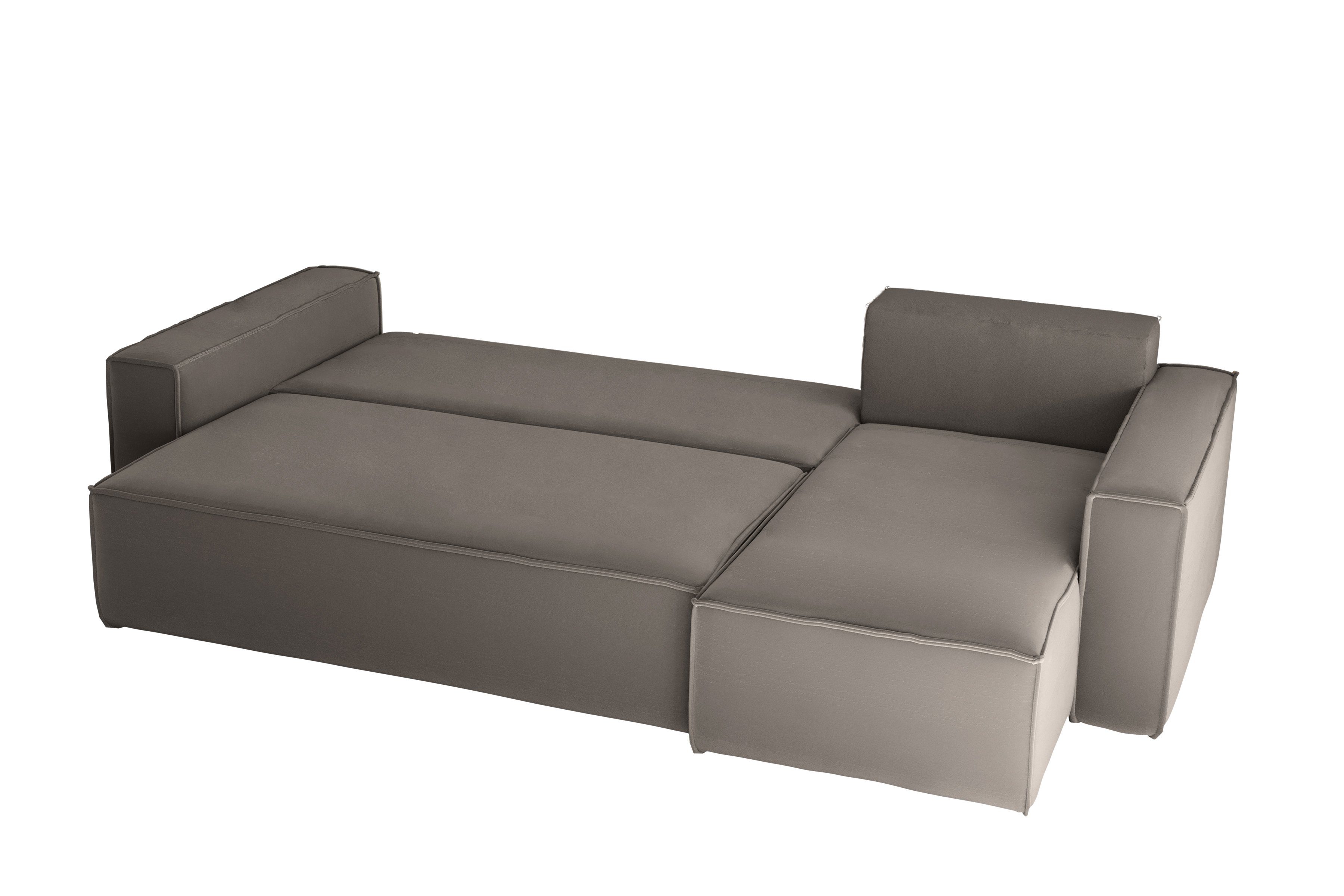Friderik-EU Ecksofa KARL Ausklappbare Couch mit Samtstoff Bettkasten, mit aus Swing 7 Schlaffunktion