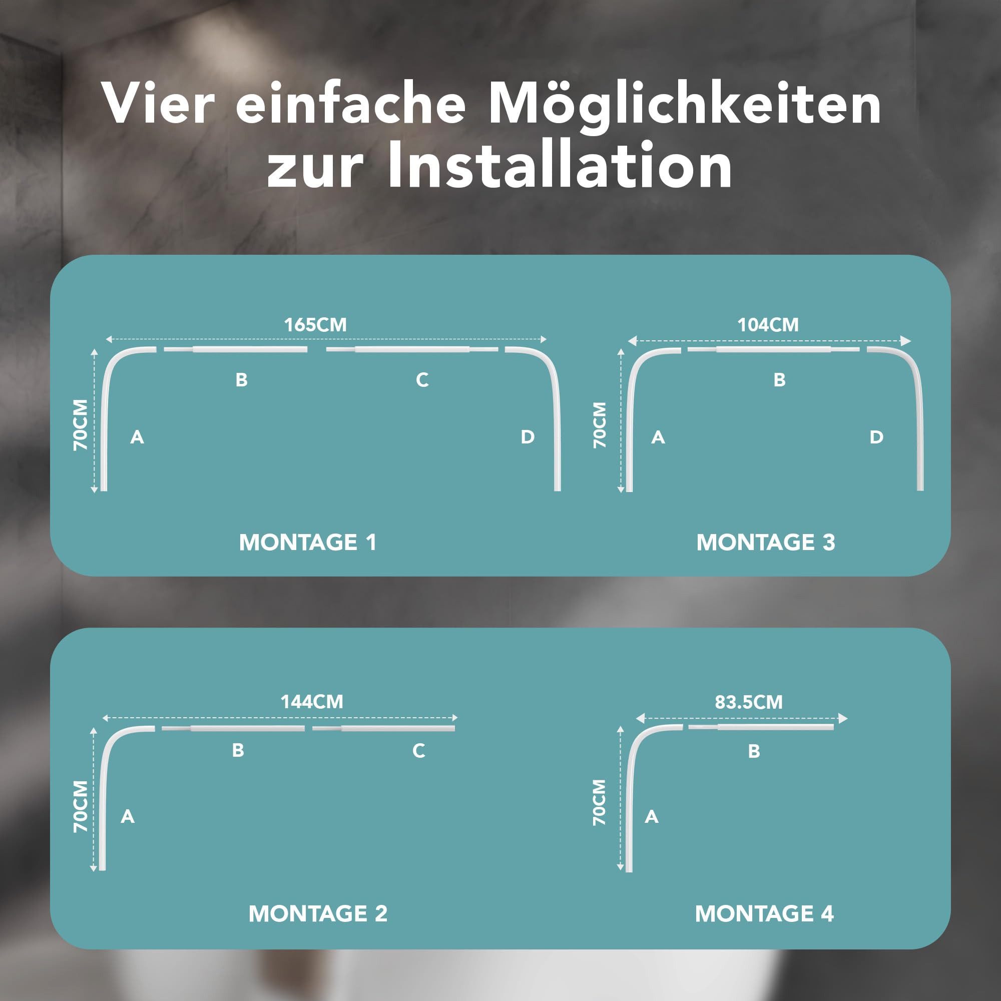 Erica Duschvorhangstange L-form & U-form - 4-in-1 für Badewanne oder Dusche günstig online kaufen