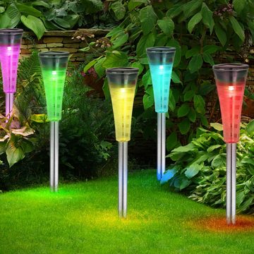 etc-shop LED Solarleuchte, LED-Leuchtmittel fest verbaut, Solarleuchte Erdspieß Garten Wegbeleuchtung Solar Außen