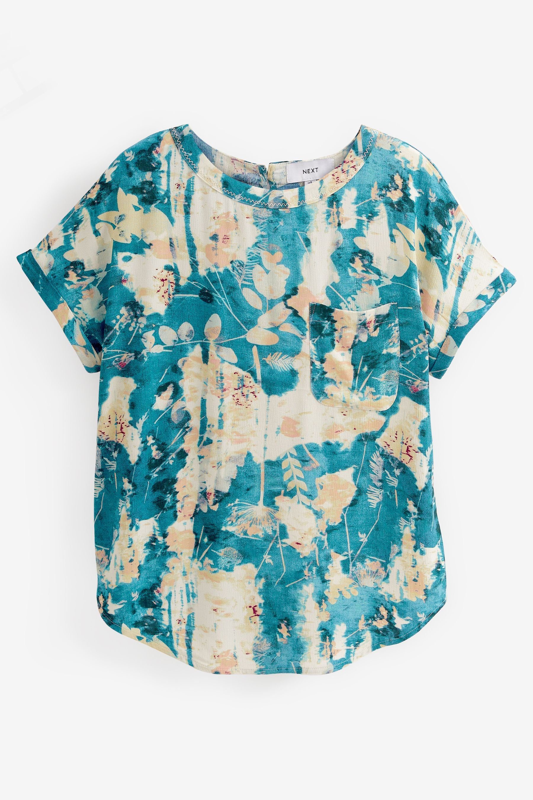 Kastenschnitt mit Abstract (1-tlg) T-Shirt Next Blue T-Shirt