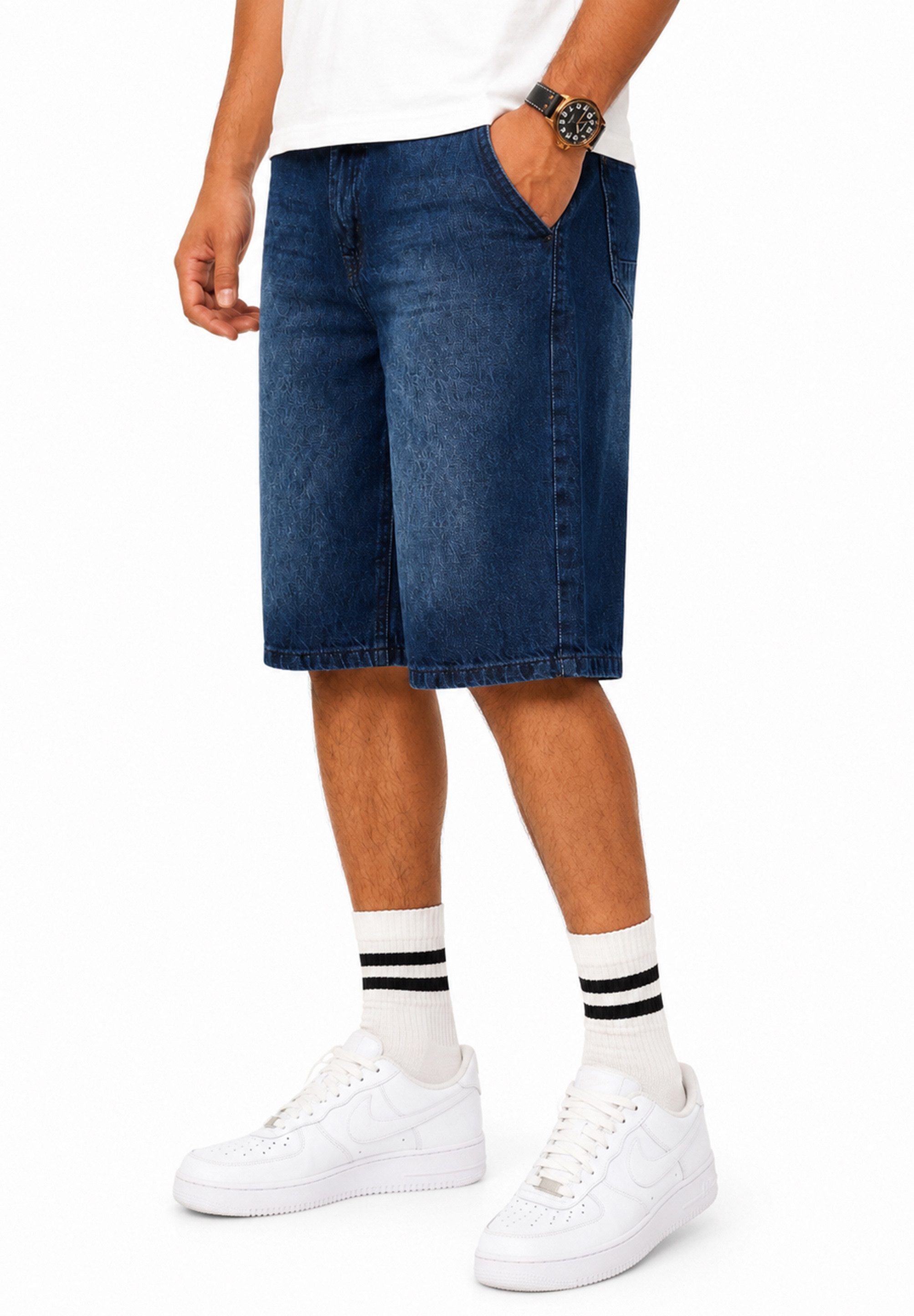 SOULSTAR Jeansshorts im Baggy-Fit aus 100% Baumwolle für Herren Kurze Hose - Sommer-Shorts Bermuda für Männer