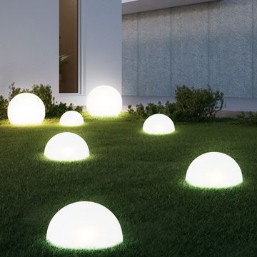 etc-shop LED Solarleuchte, LED-Leuchtmittel fest verbaut, Warmweiß, Solarleuchte Stecklampe Außenleuchte LED 5x Halbkugeln 2x Kugeln