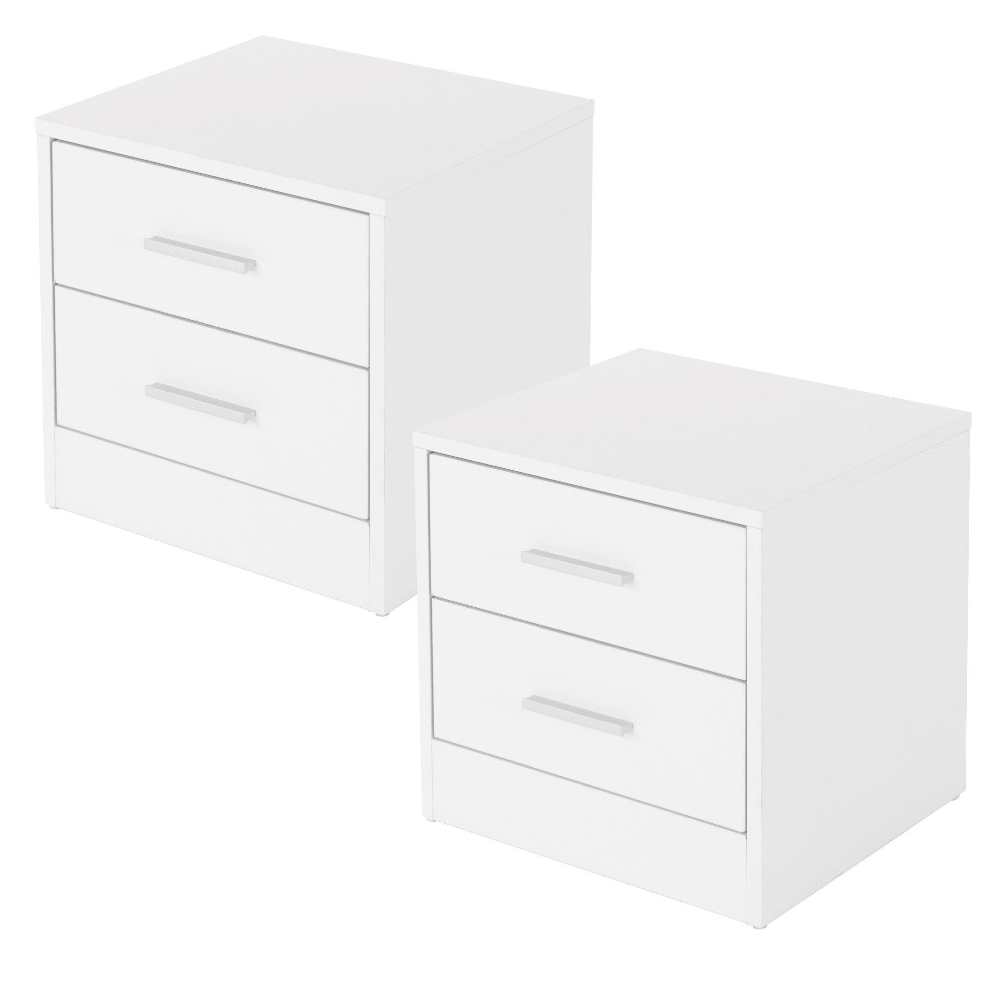 ML-DESIGN Nachttisch Beistelltisch aus Holz mit Alu Griffe, für Schlaffzimmer oder Büro (2-St), Nachtschrank Nachtkonsole Schrank Kommode Nachtkommode Weiß