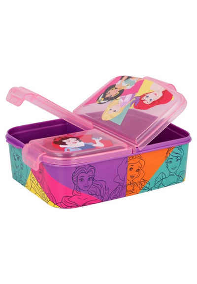 Disney Princess Lunchbox Ariel Jasmin Schneewittchen Cinderella Mädchen Kinder Brotdose, Vesperdose mit 3 Fächern