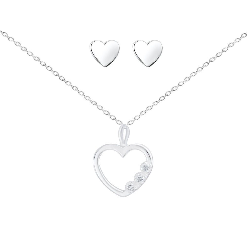 ALEXANDER YORK Schmuckset HERZ mit Zirkonia, 4-tlg. (Kette mit Anhänger, Oh günstig online kaufen