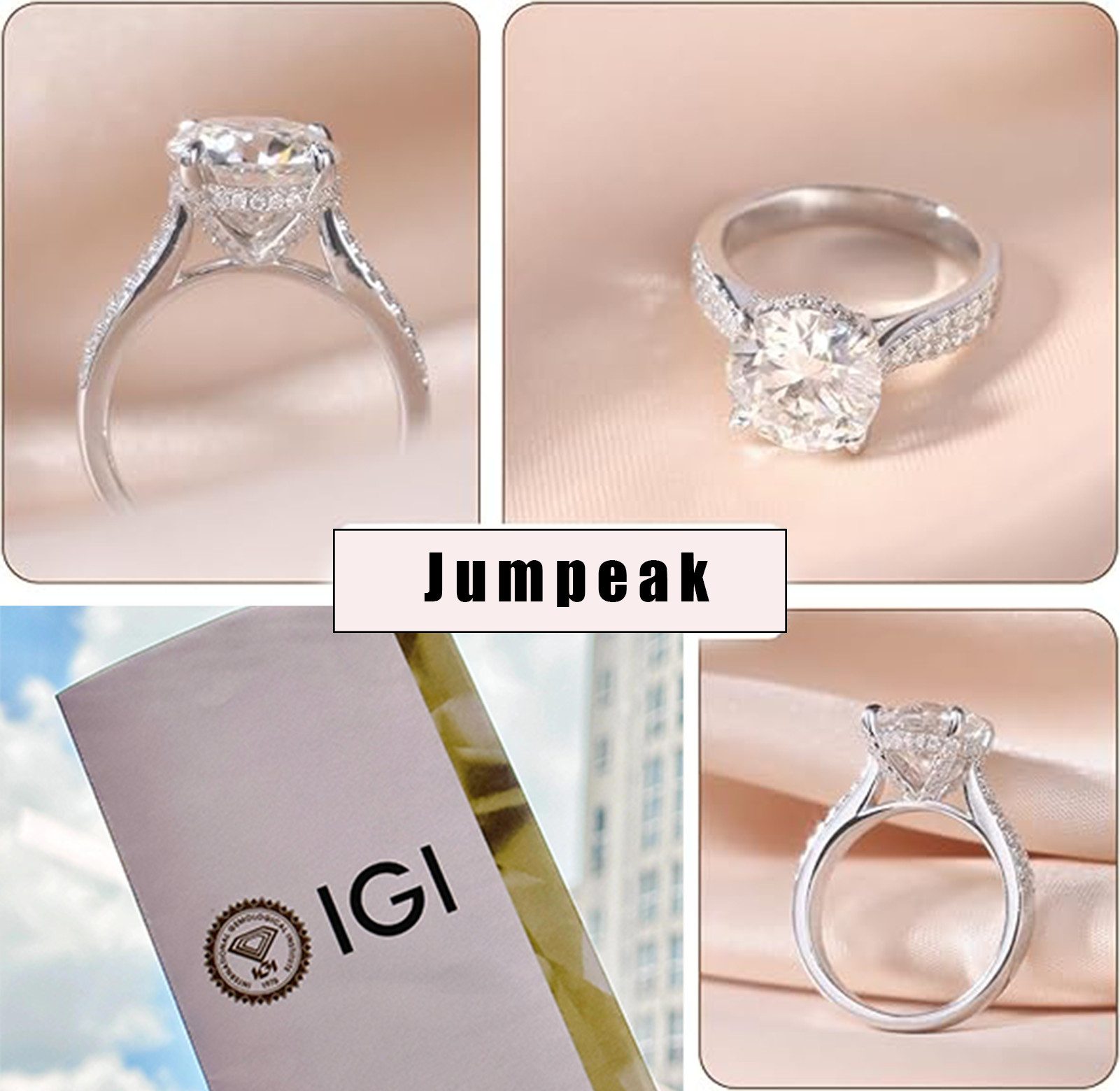 Jumpeak Diamantring 0,5ct~2ct E VS Lab Grown Diamant Ring,14K Gold,Verlobun günstig online kaufen