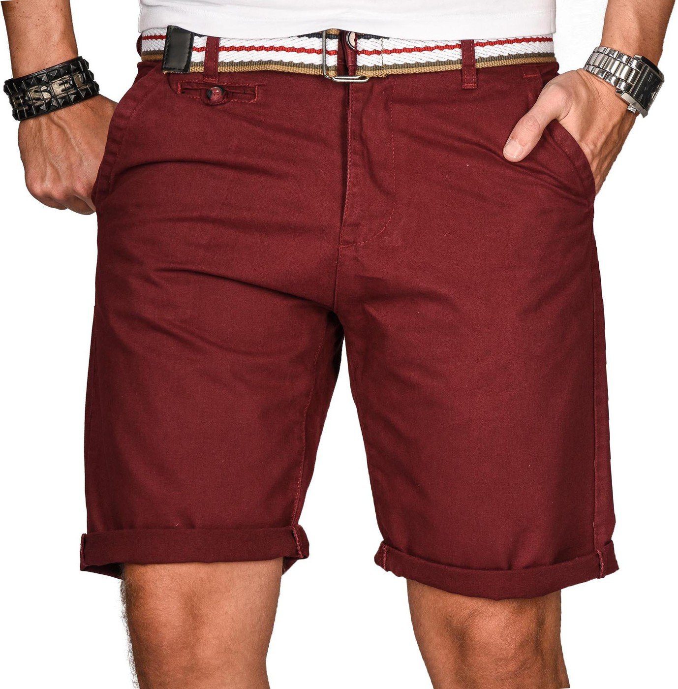 Alessandro Salvarini Shorts ASCamillo inklusive passendem Gürtel bordeaux | Shorts