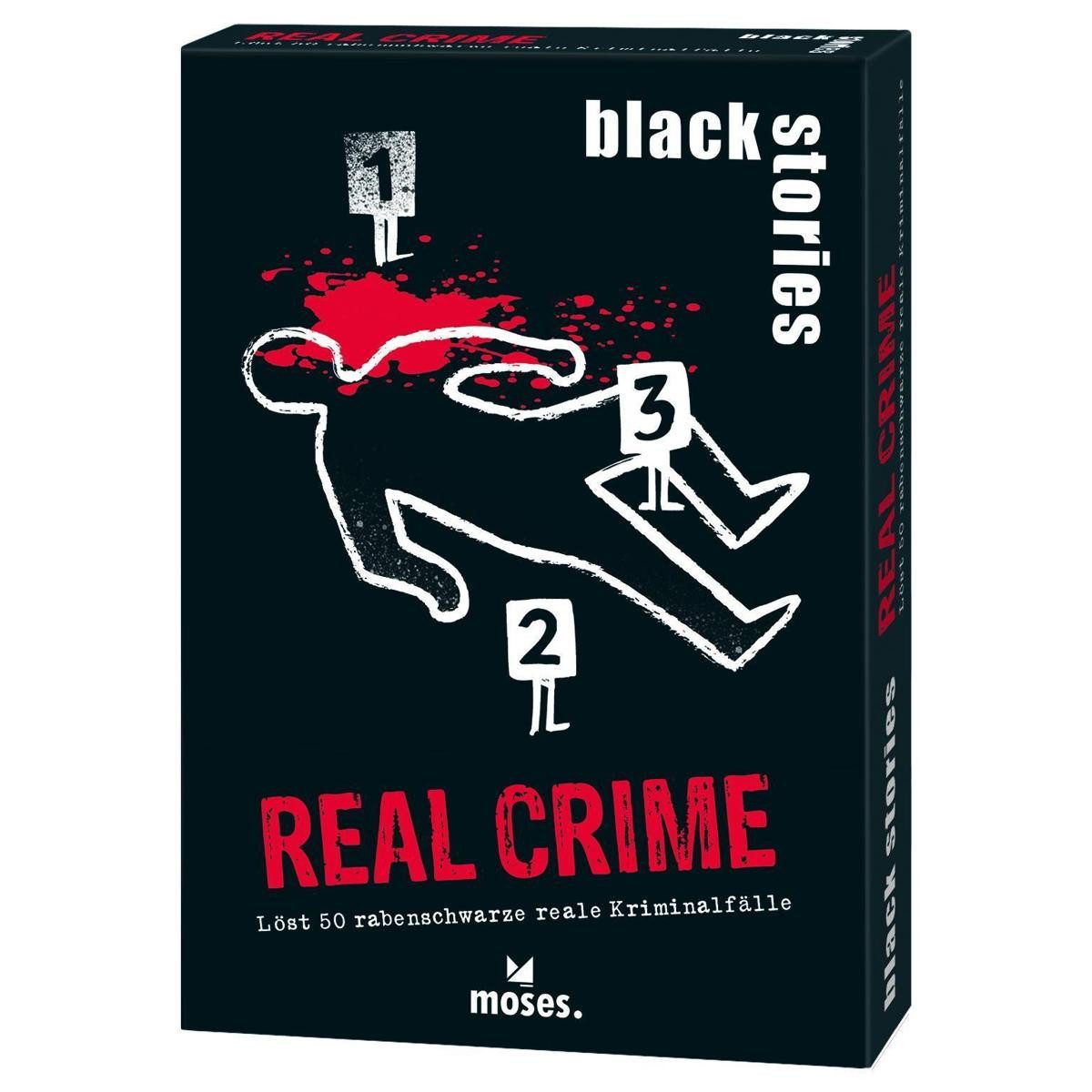 Moses. Verlag Spiel, Familienspiel MOS90046 - black stories Real Crime DE, Rätselspiel