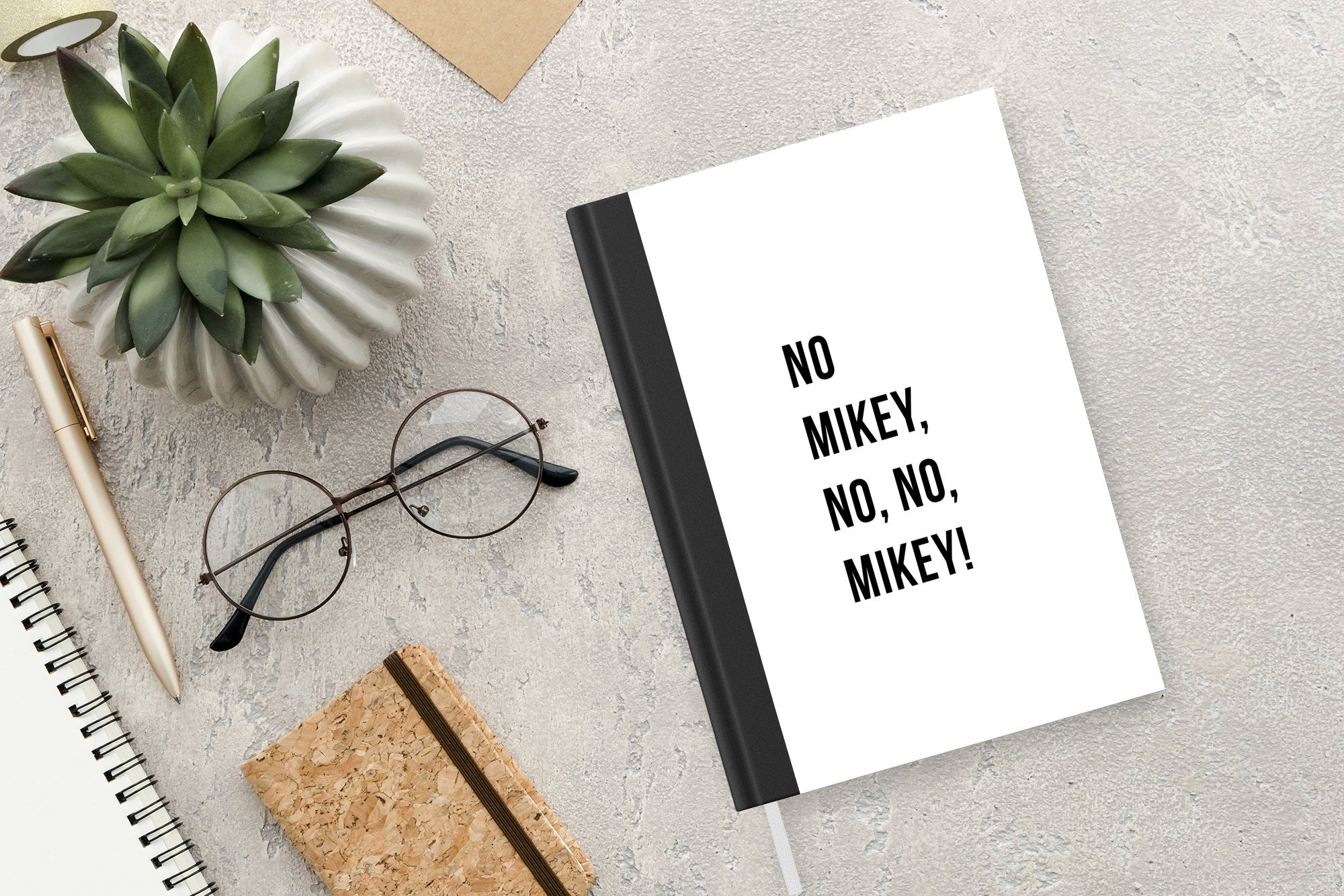 MuchoWow Notizbuch - Mikey! Haushaltsbuch Seiten, Journal, nein, Zitate A5, Notizheft, - Tagebuch, Nein Merkzettel, 98 Mikey, Weiß, nein