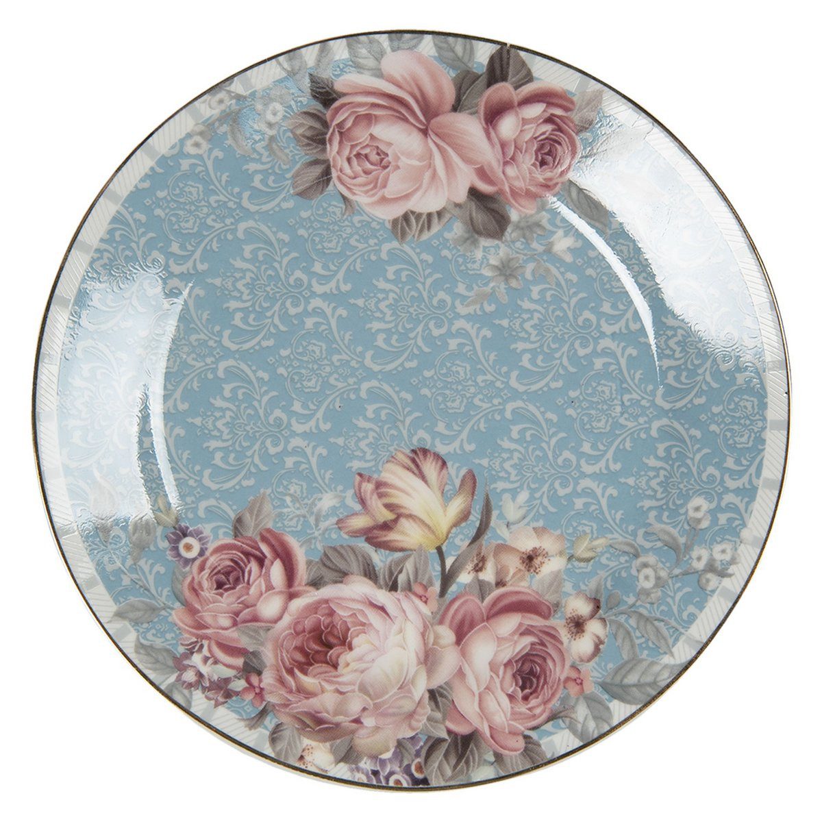Clayre & Eef Тарелка для завтрака Romantischer Frühstücks Тарелки vintage mit Blumenmuster 18 cm, Romantischer Frühstücks Тарелки vintage mit Blumenmuster 18 cm
