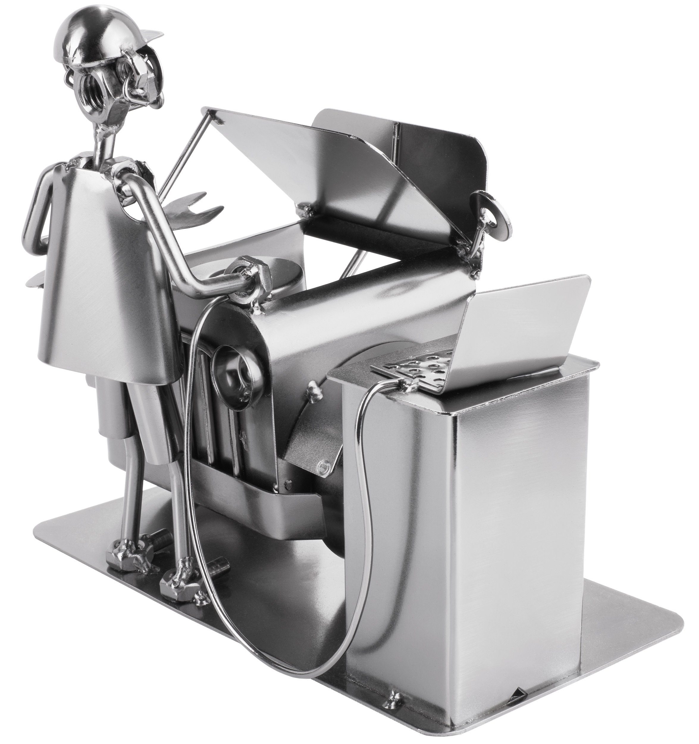 BRUBAKER Dekofigur Metallskulptur Schraubenmännchen Automechaniker (Metallfigur für Tuner und Auto Bastler, 1 St), kunstvolle Geschenkfigur für Mechaniker, KFZ-Mechatroniker
