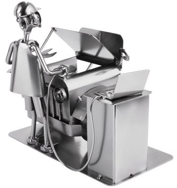 BRUBAKER Dekofigur Metallskulptur Schraubenmännchen Automechaniker (1 St), kunstvolle Geschenkfigur für Mechaniker, KFZ-Mechatroniker, Tuner und Auto Bastler, Metallfigur