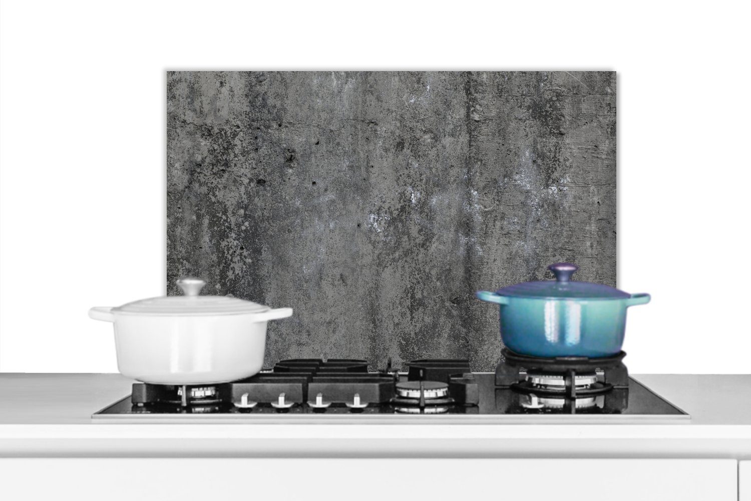MuchoWow Küchenrückwand Beton - Schwarz - Weiß - Schotter, (1-tlg), 60x40 cm, Herdblende aus Wandschutz, Temperaturbeständig küchen