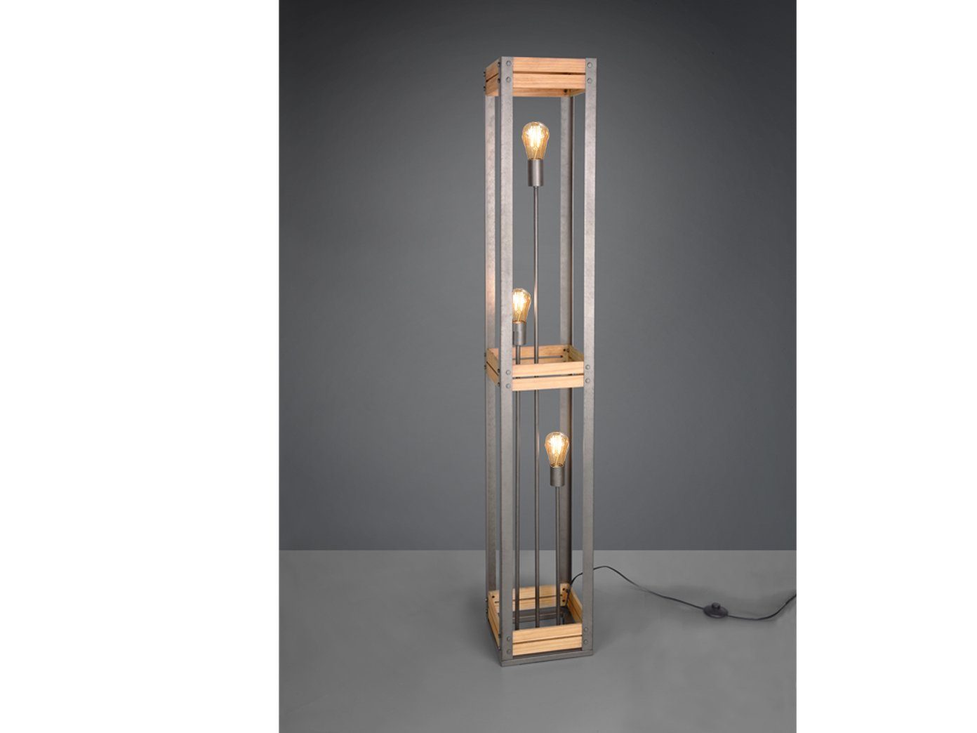 meineWunschleuchte LED Stehlampe, LED Warmweiß, Lampe Höhe Vintage ausgefallene wechselbar, Holz-balken Industrial 153cm Design