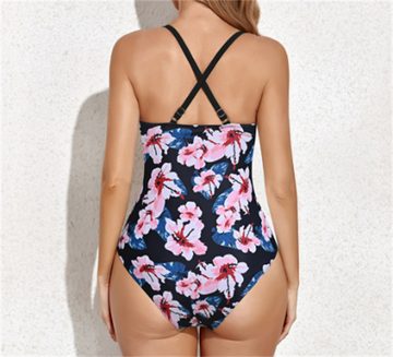 Wrathquake Badeanzug Damen-Badeanzug mit Push-up-Schlankheitseffekt und sexy Blumenmuster