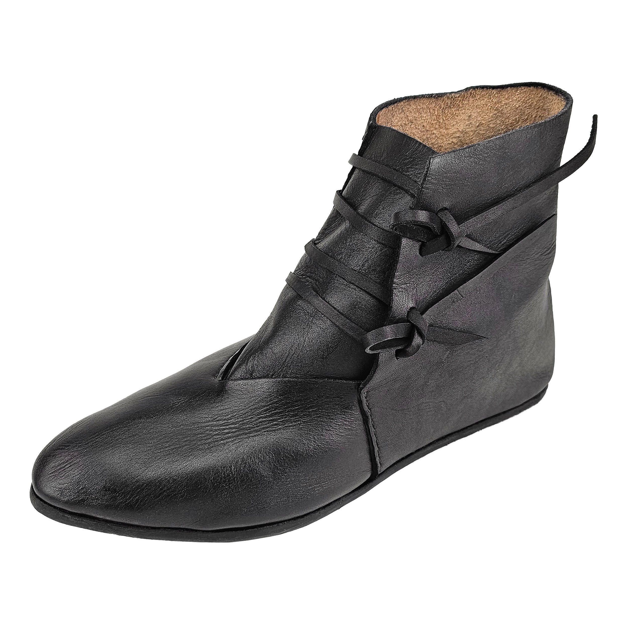 Ritter-Kostüm Mittelalter Schuhe Typ London einfach genagelte Sohle Schwarz