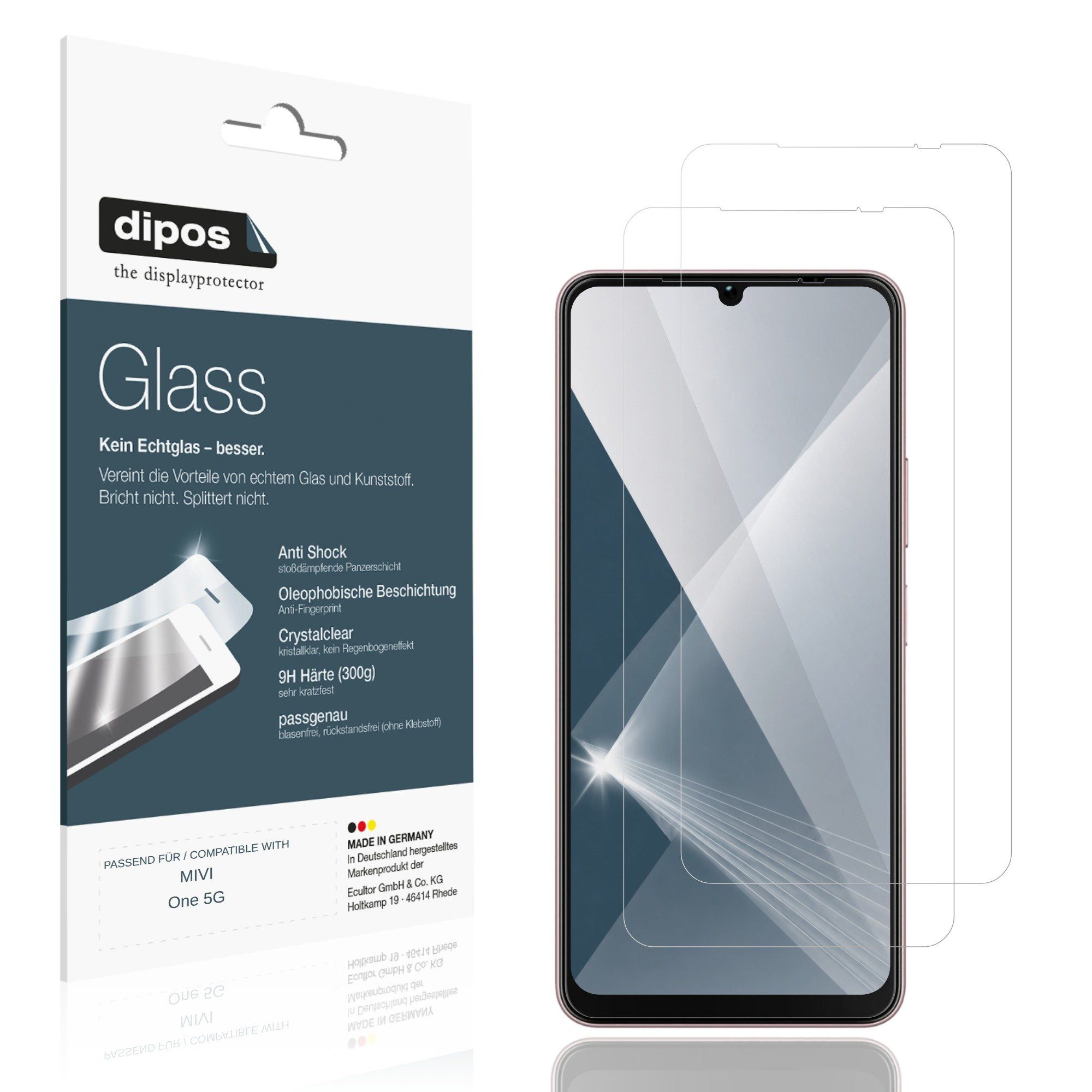 dipos Displayschutzfolie Schutzfolie für MIVI One 5G, 2 Stück, Displayschutz Schutz Folie Made in Germany