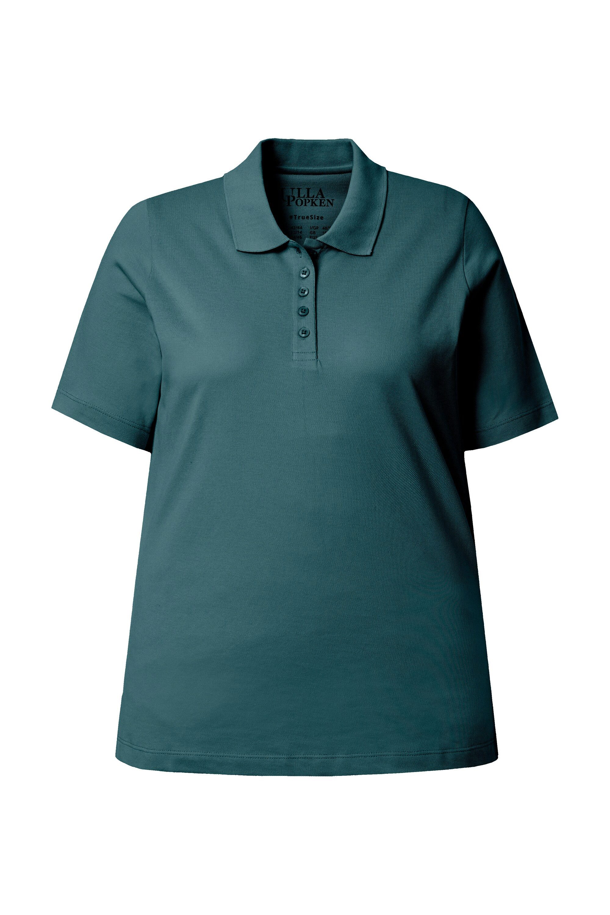 Ulla Popken Poloshirt Poloshirt längere Knopfleiste Polokragen Halbarm
