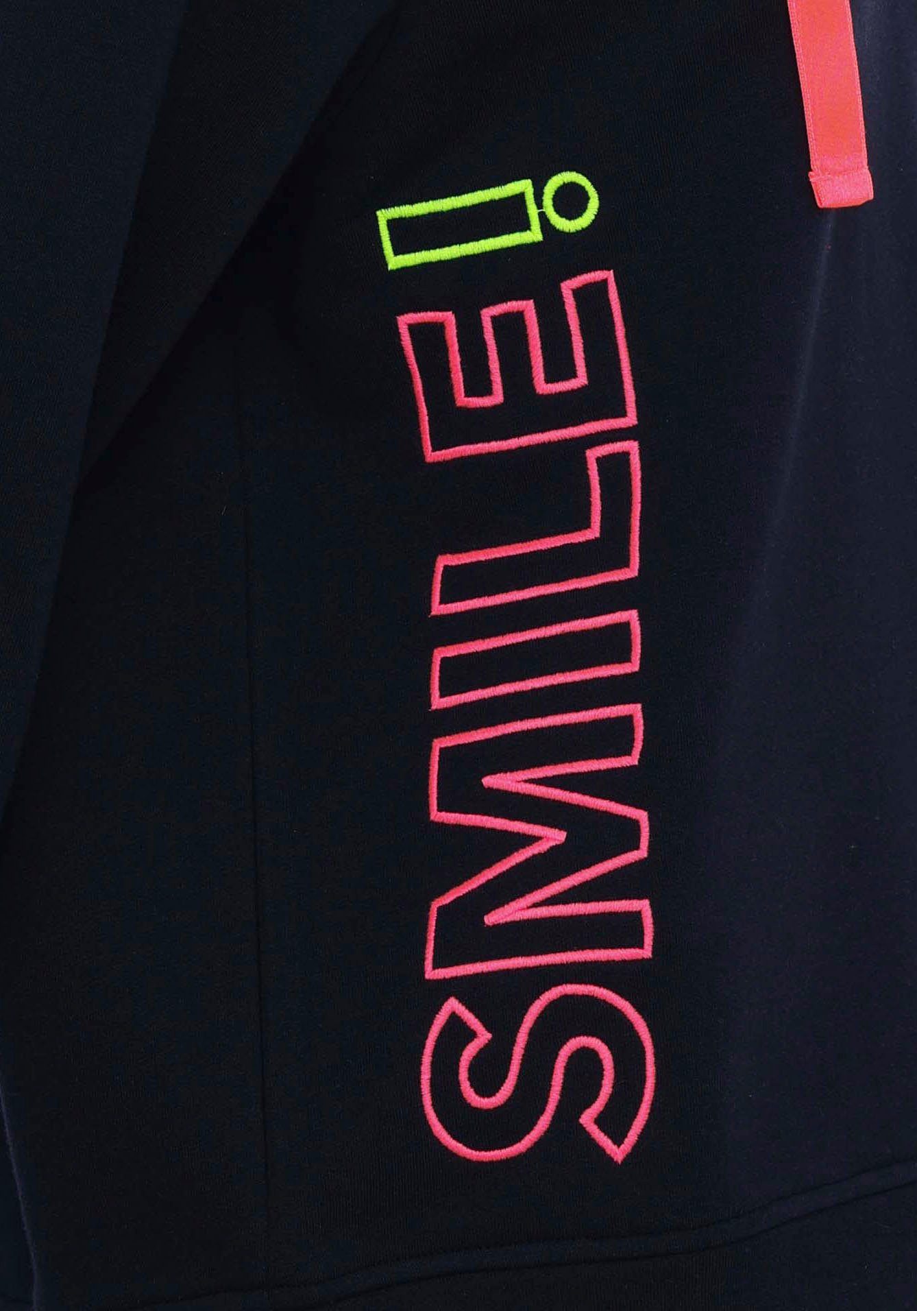 Zwillingsherz Sweatshirt Smile breite Bänder, V-Ausschnitt, Details in neonfarben, Kapuze, Langarm