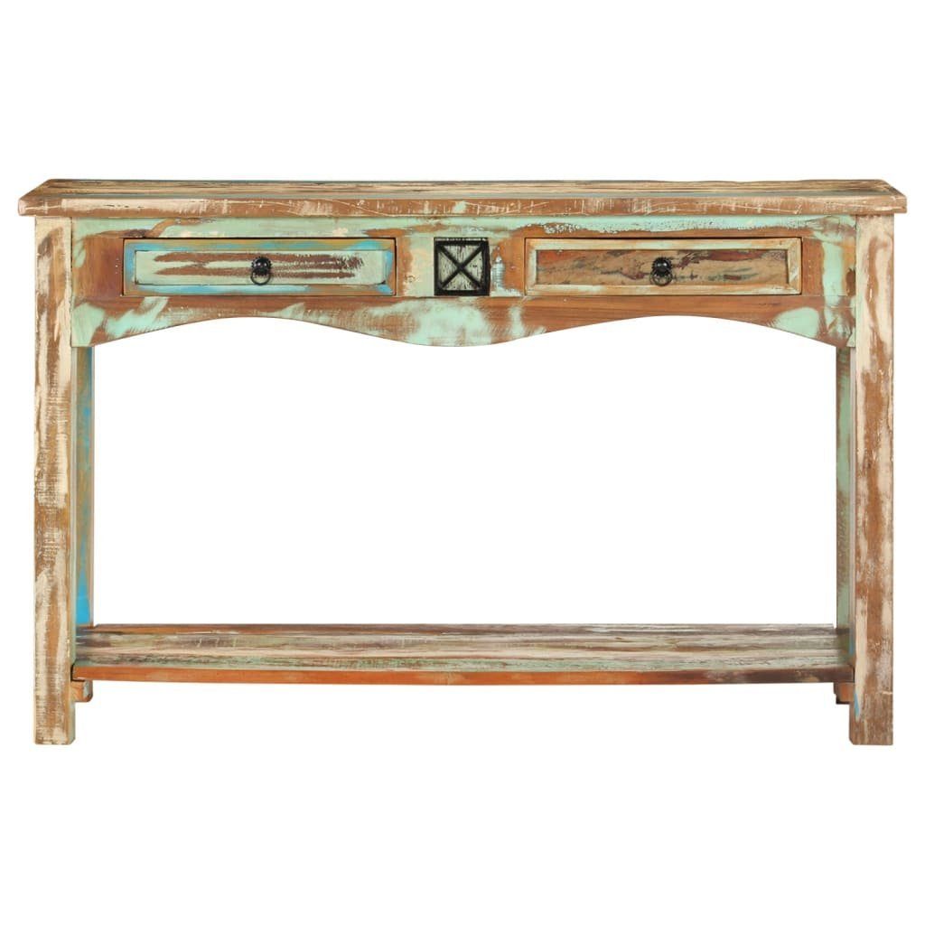 furnicato Konsolentisch Vintage aus Massivholz, 120 x 40 x 75 cm (1-St), Stabiler Flurschrank mit 2 Schubladen, Ablagefläche und Unikat-Look