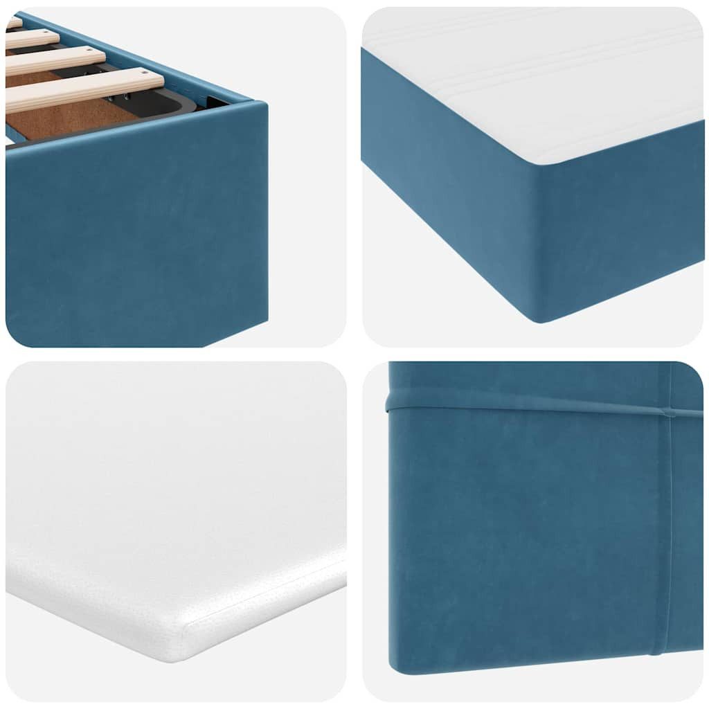 vidaXL Bed with Storage and LED Lighting, Dark Blue, 120 x 200 cm, Velvet (1-piece)