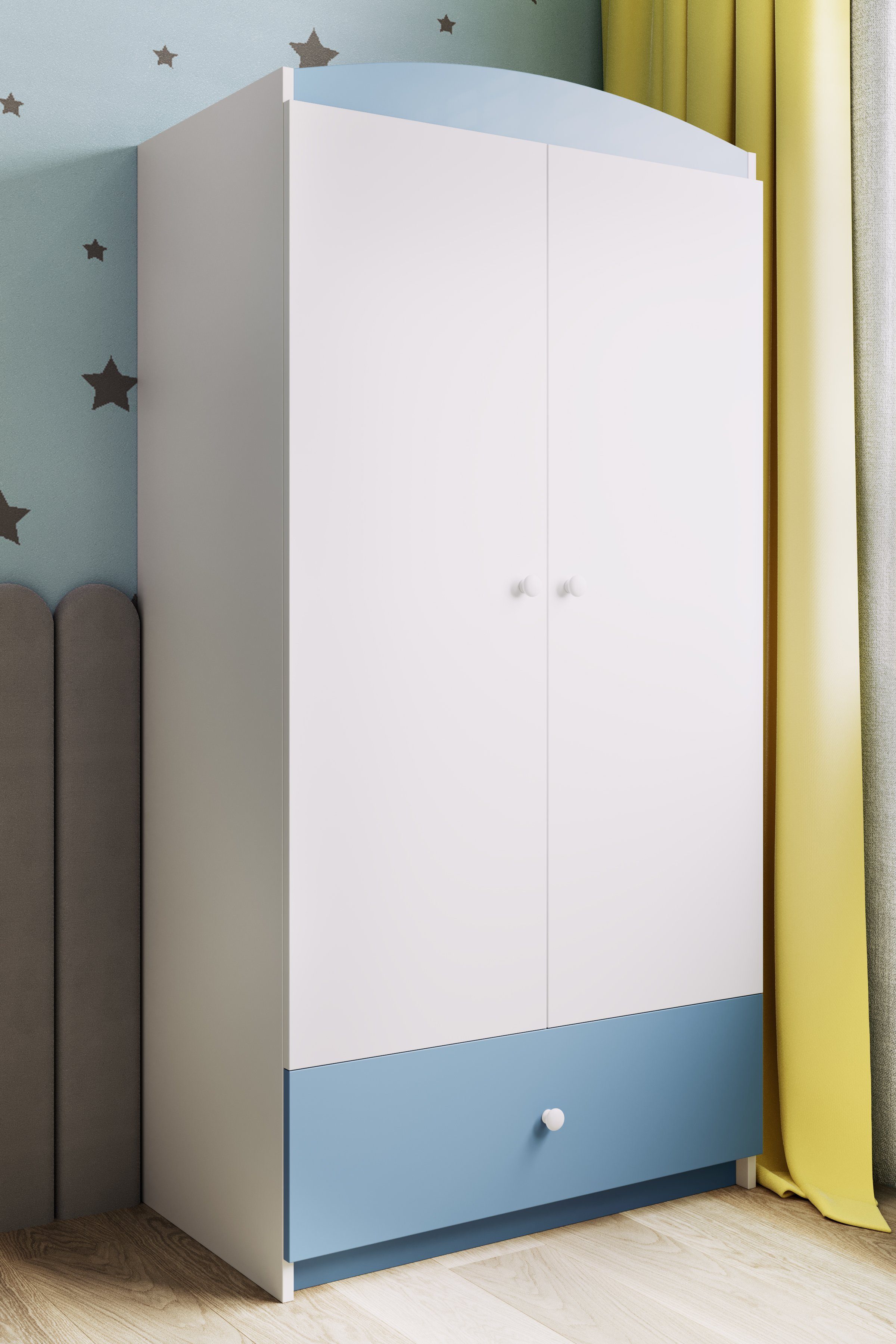 Bjird Kinderkleiderschrank Kleiderschrank Babydreams (4 Einlegeböden und Schublade) Mit Kleiderstange, 175x90x52 cm, verschieden Farben und Varianten für Mädchen und Jungen