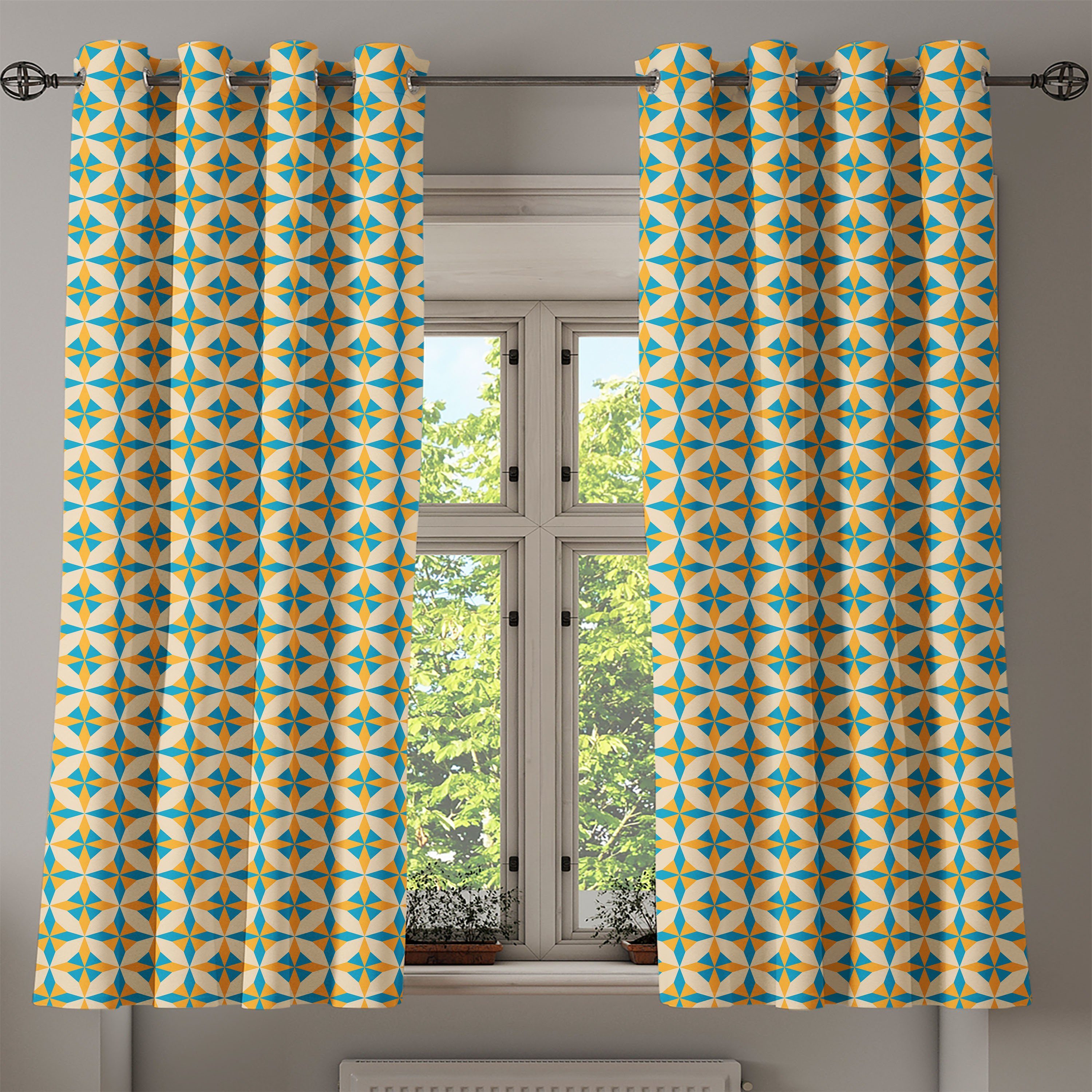 Gardine Dekorative 2-Panel-Fenstervorhänge für Wohnzimmer, Schlafzimmer Jahrgang Origami Abakuhaus, Abstrakt