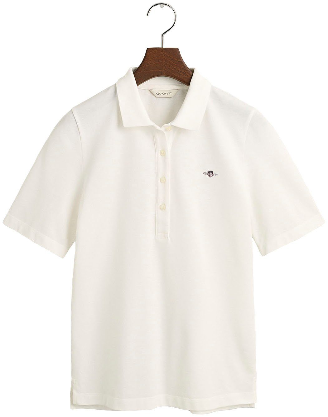 Poloshirt SLIM der Gant auf eggshell mit SHIELD POLO KA Brust Logostickerei PIQUE grafischer