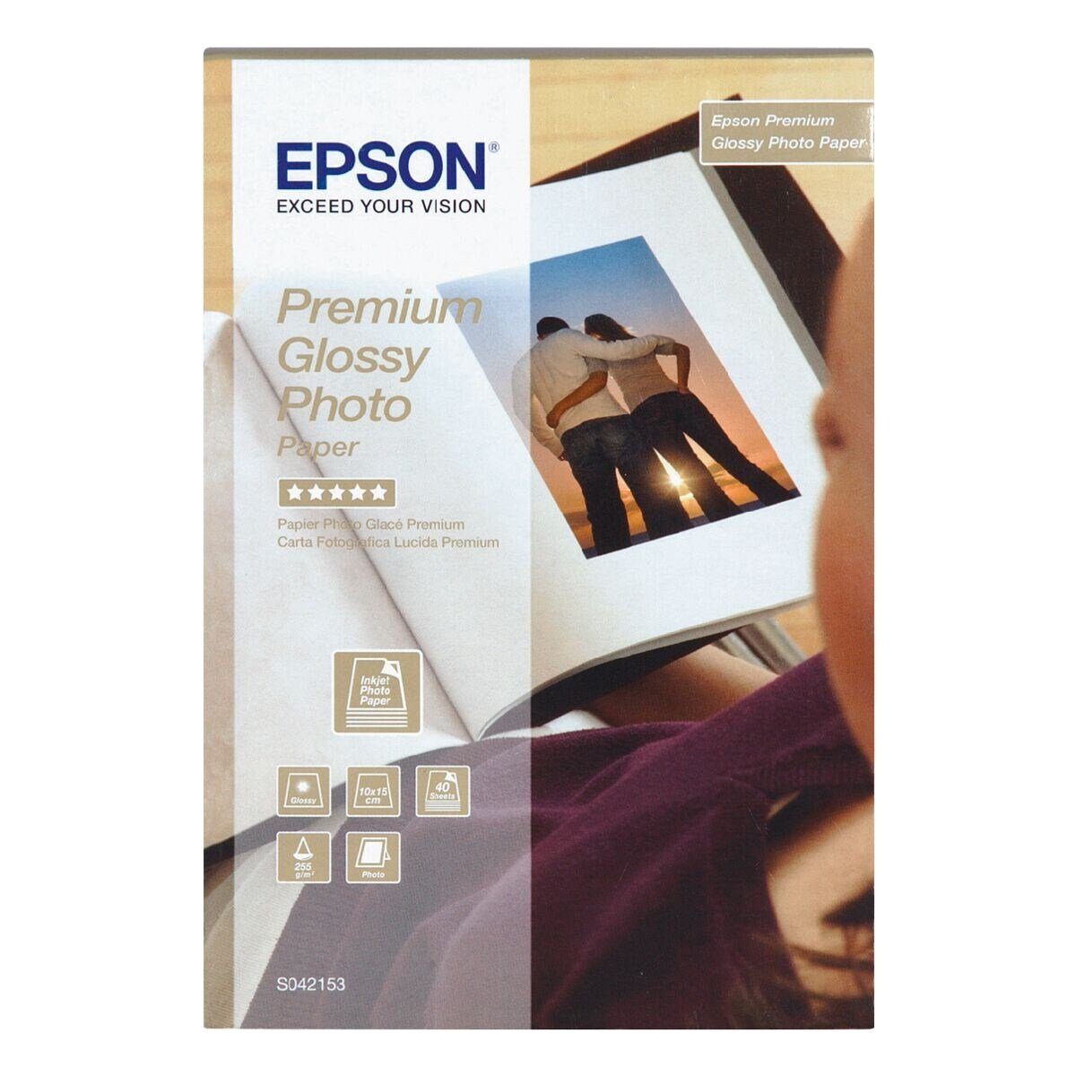 Epson 10x15 glänzend, Format cm, Blatt Glossy, Fotopapier 40 g/m², leicht 255 Premium