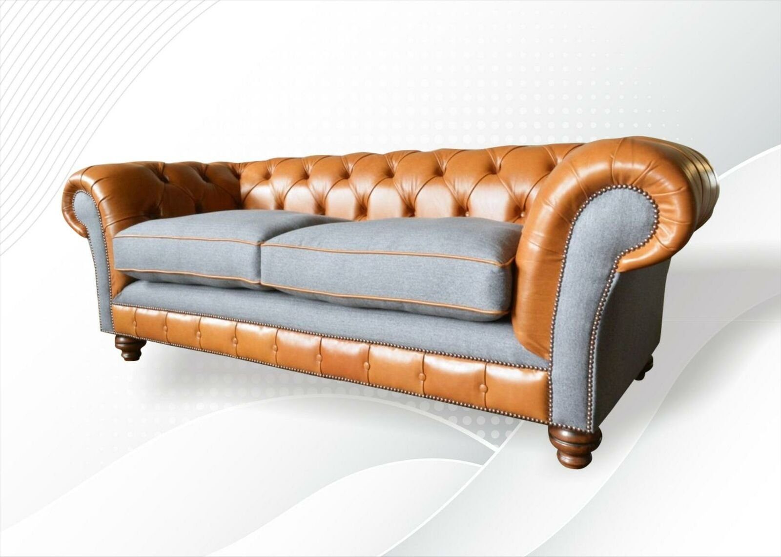 Sofa Chesterfield Braun Möbel Chesterfield-Sofa, Couchen JVmoebel Neu Design 3 Modern Ledersofa Sitzer Leder