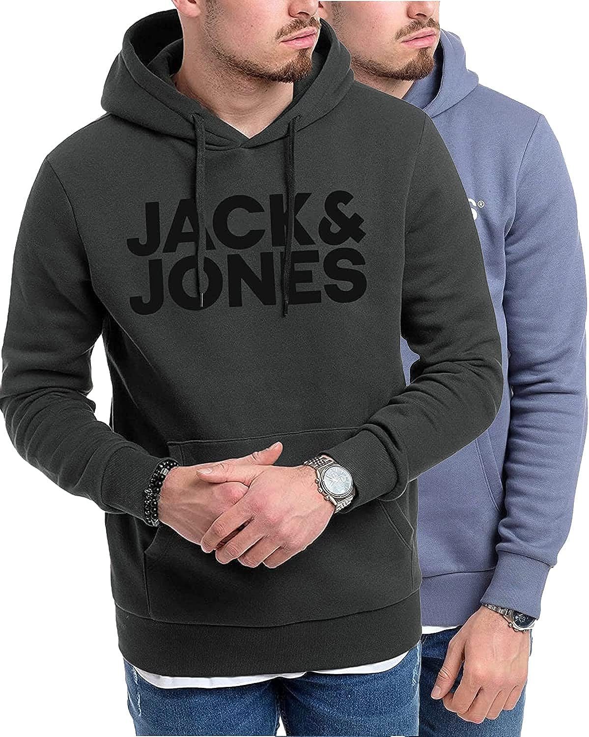 Jack & Jones Kapuzensweatshirt (Spar Set, 2er Pack) Doppelpack Hoodie mit Printdruck Doppelpack Mix 1