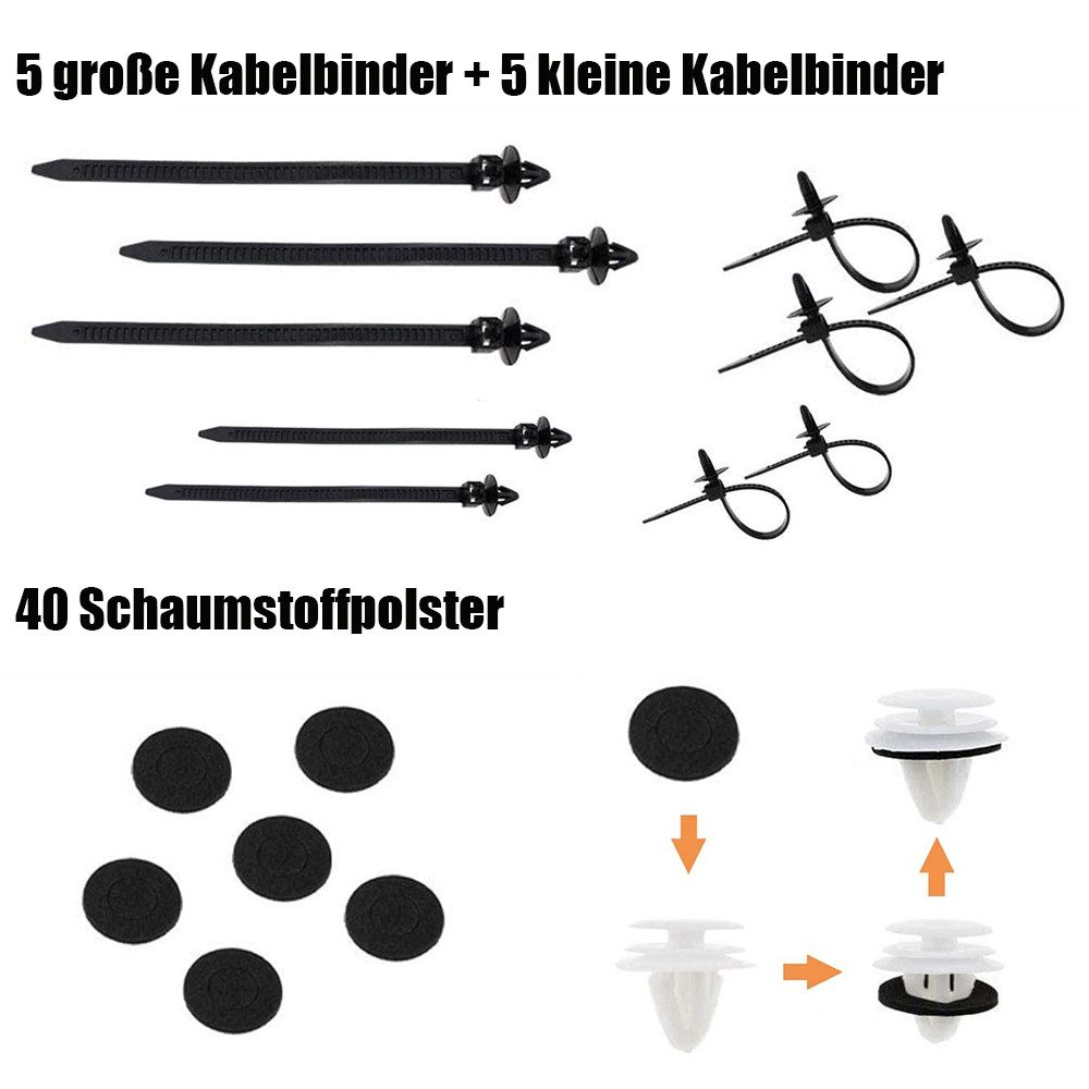 AFKSMILE Leisten-Befestigungsclips 716 Stücke Auto Befestigung Clips, Universal Türverkleidung Klammern, (716-St), Kfz Werkzeug mit Demontage Werkzeuge, Schwammig Kissen und Kabelbinder