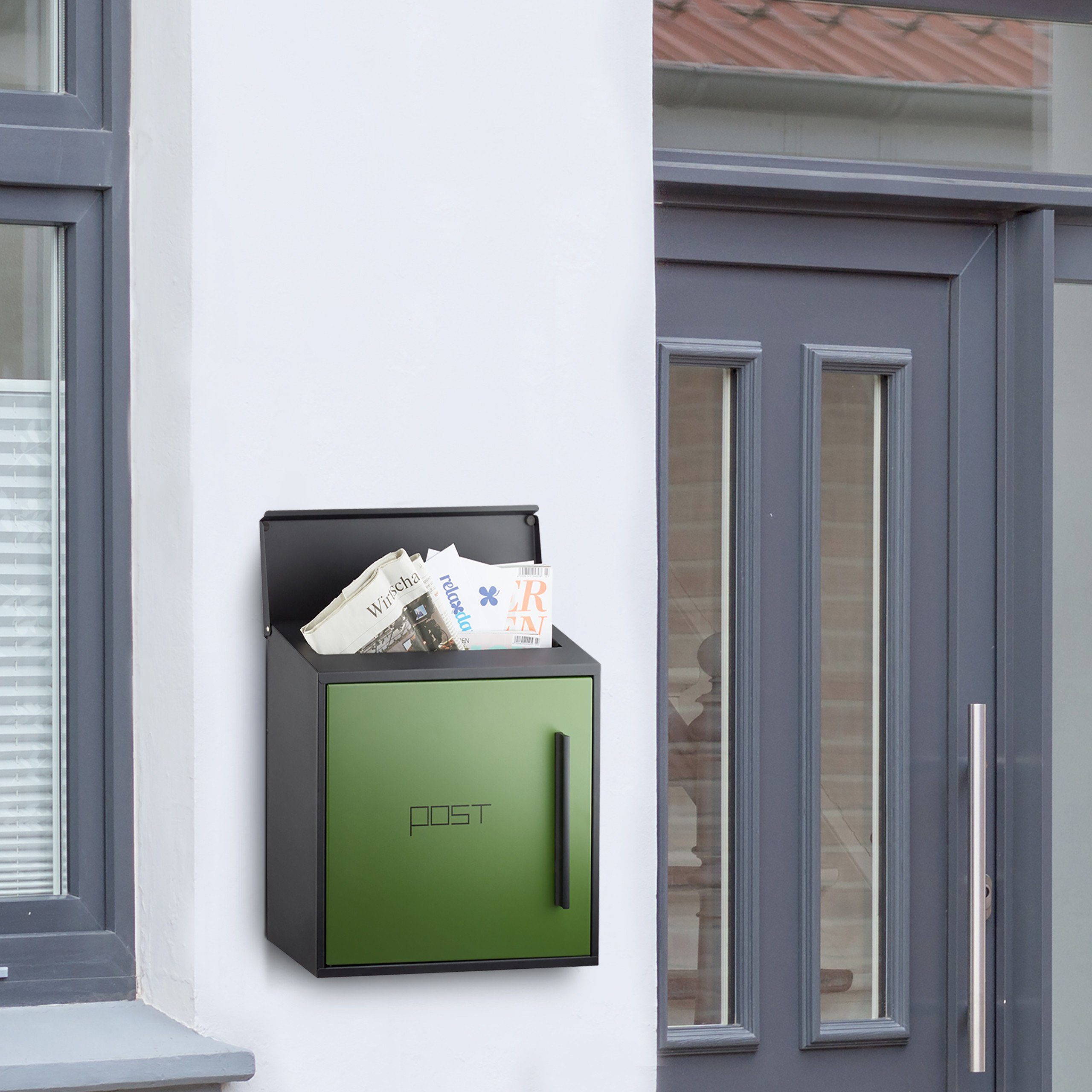 relaxdays Briefkasten mod, Schwarz-Grün günstig online kaufen